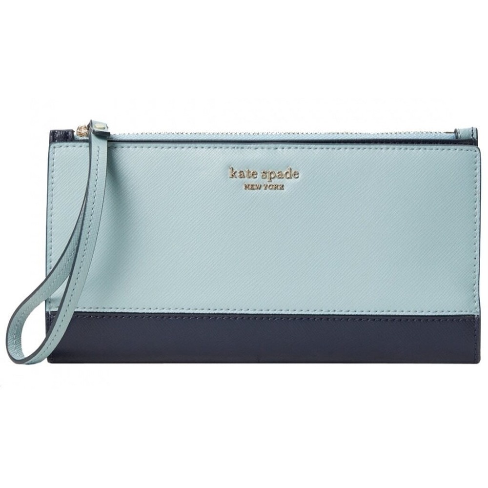 Kate Spade Spencer Continental Wristlet  Wallet Frosted‎ Spearmint Multi Blue